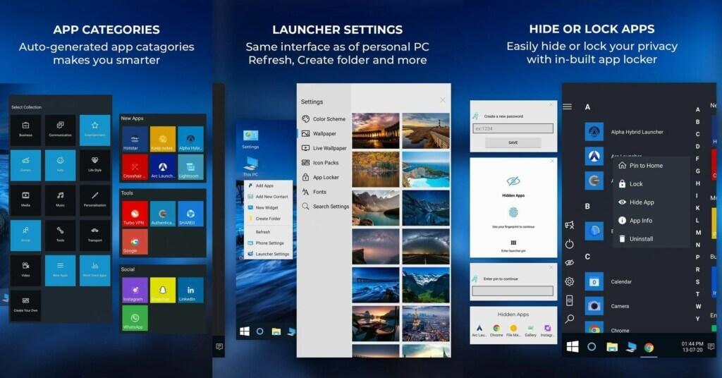Подробнее о лаунчере Win 10 Launcher