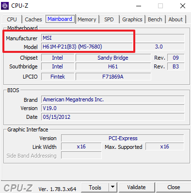 материнская плата в CPU-Z