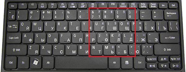 клавиатура без дополнительного цифрового блока
