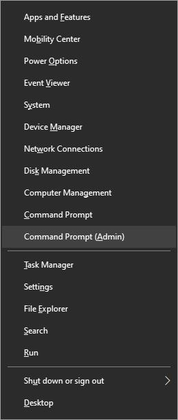 Администратор командной строки меню Windows