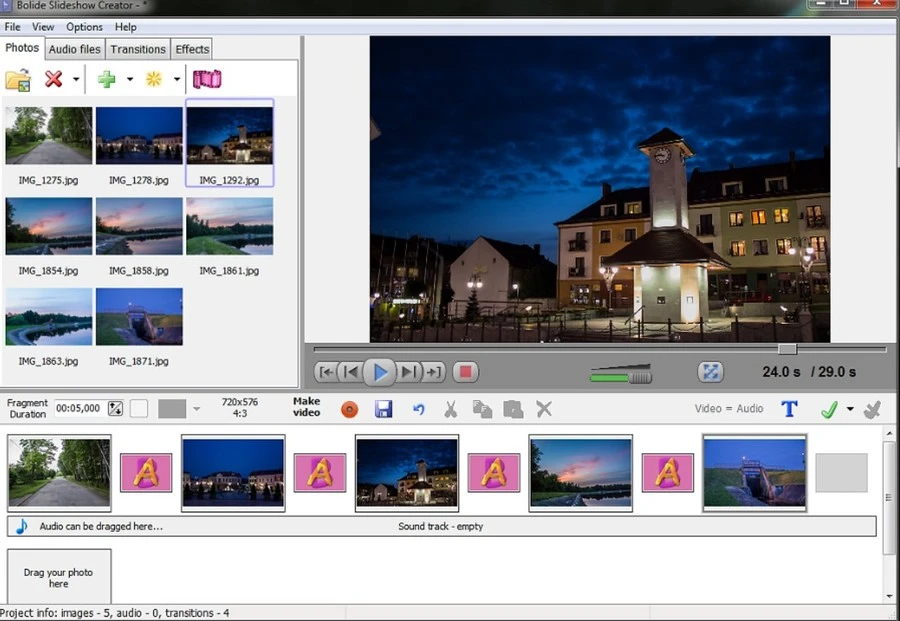 интерфейс Bolide Slideshow Creator