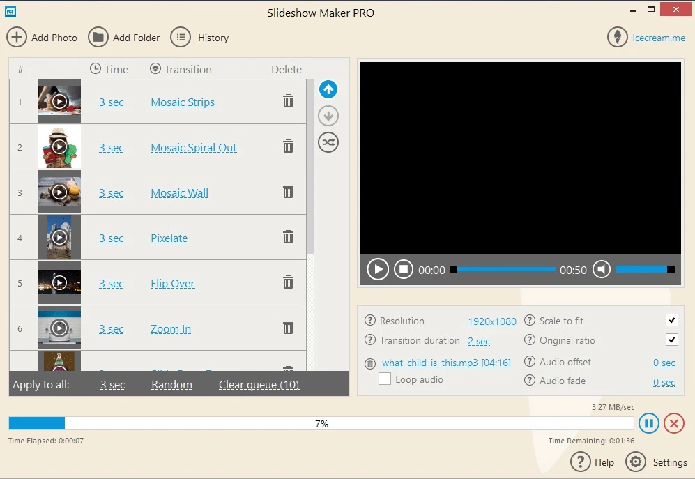 окно IceCream Slideshow Maker