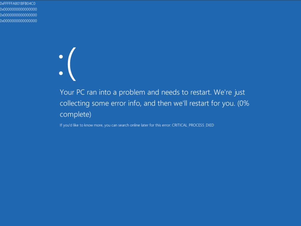 CRITICAL_PROCESS_DIED