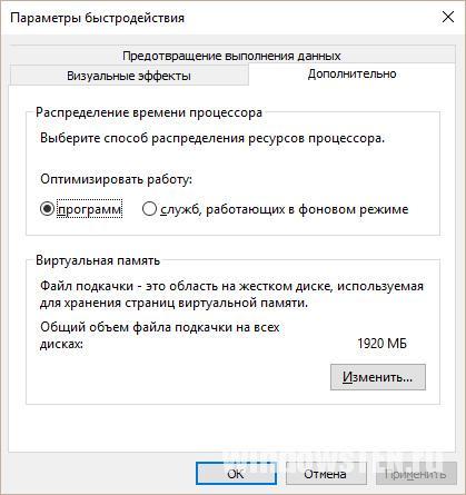 Параметры быстродействия