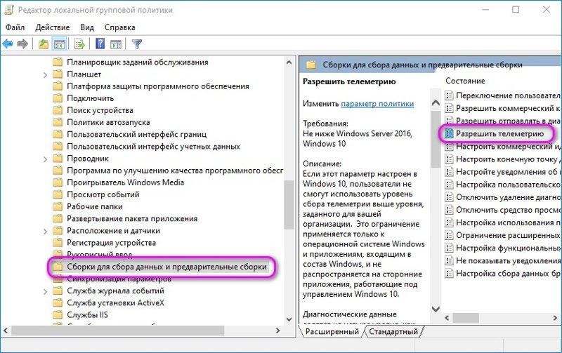разрешить телеметрию