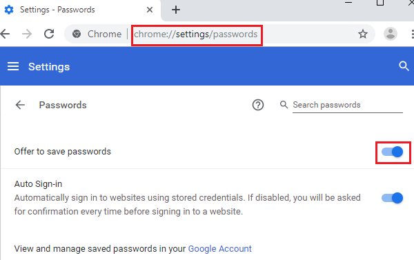 Enable the setting which offers to save password
