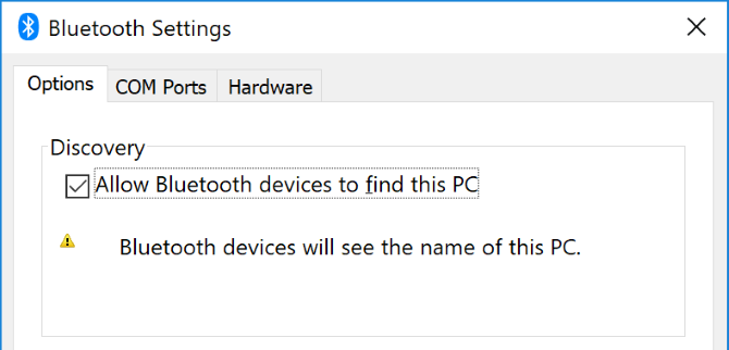 bluetooth settings discoverable