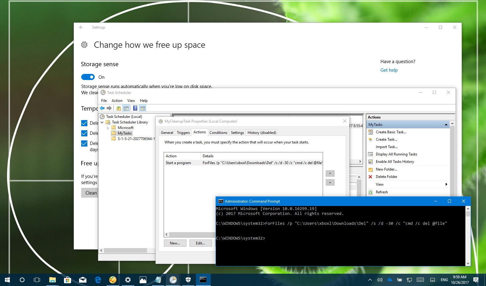 delete older than files windows 10