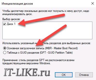 инициализация диска