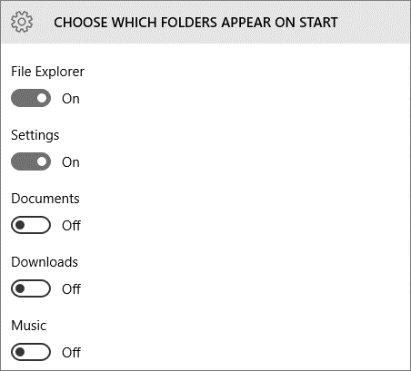 choose folders appear on start