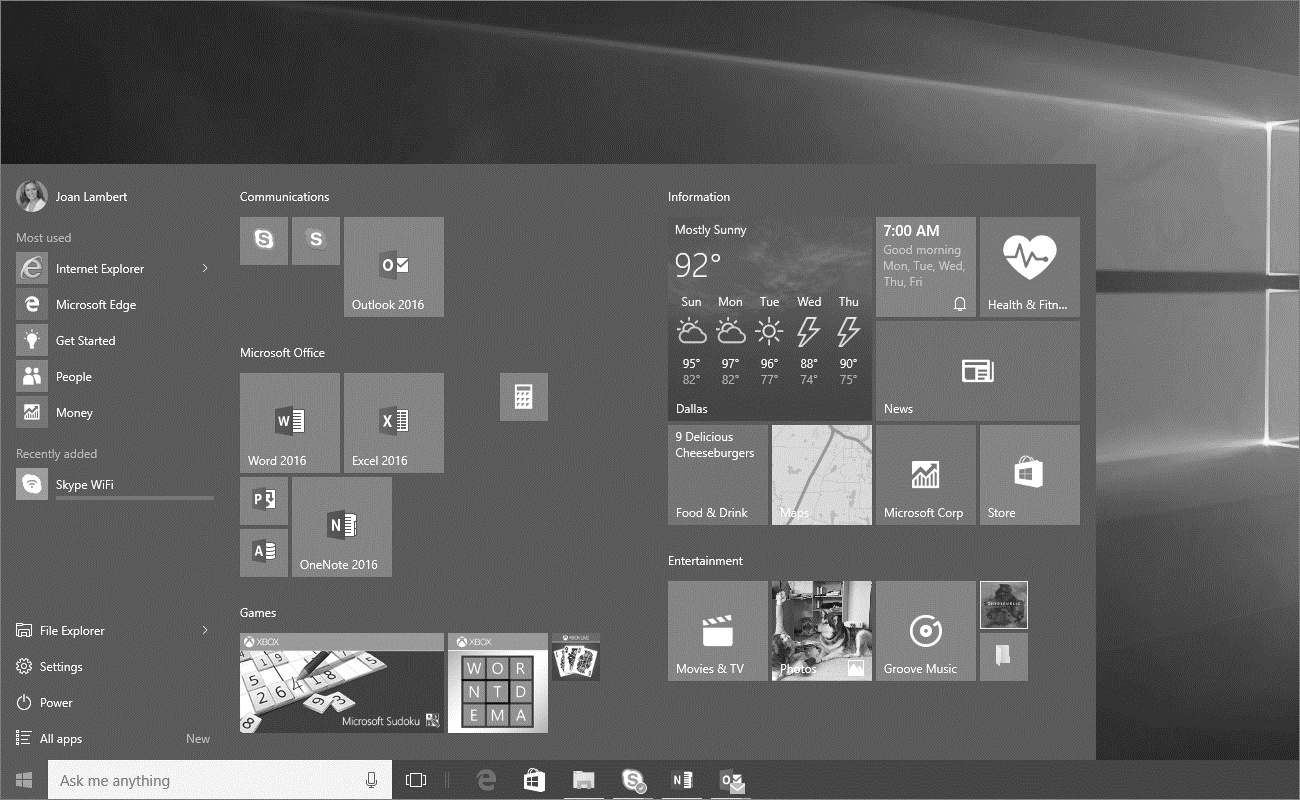start menu