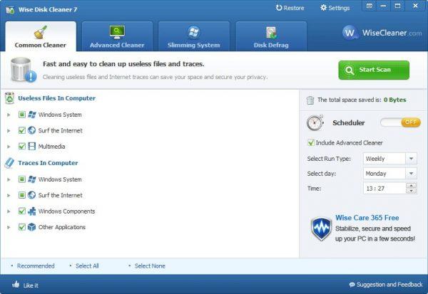 Интерфейс программы Wise Disk Cleaner