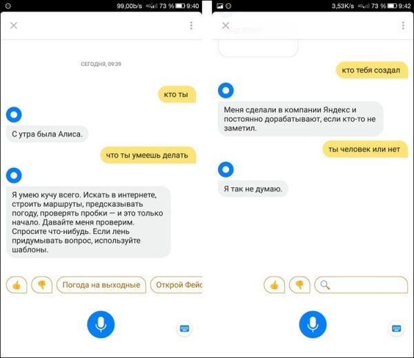 Общение с «Алисой»