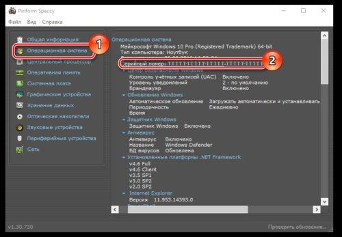 Приложение Speccy для получения информации об ОС