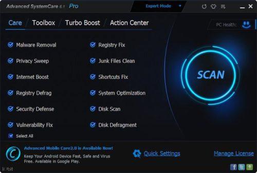 Окно программы Advanced System Care