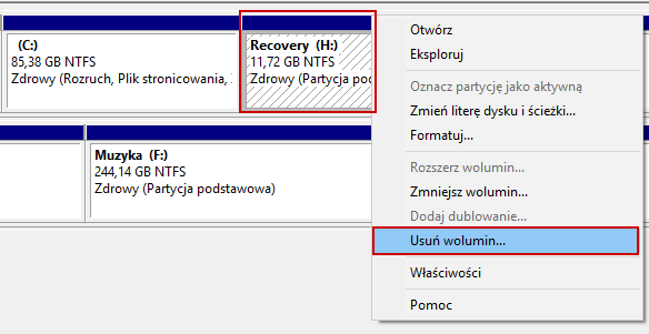 kak udalit razdel vosstanovlenija na noutbuke i 4 1