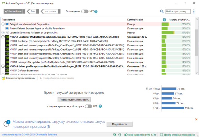 Внешний вид Autorun Organizer