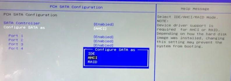 Включить AHCI или IDE