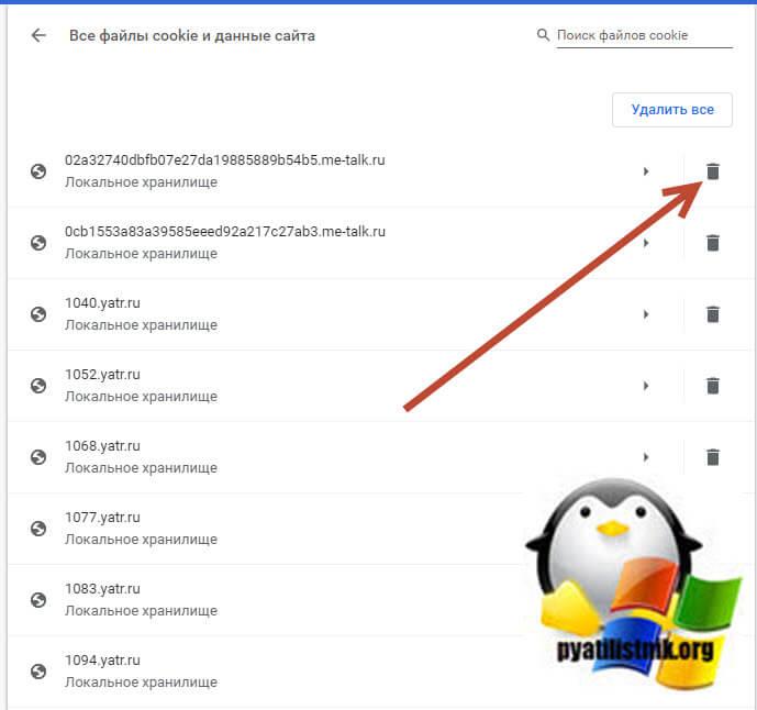 Удалить отдельную запись cookie