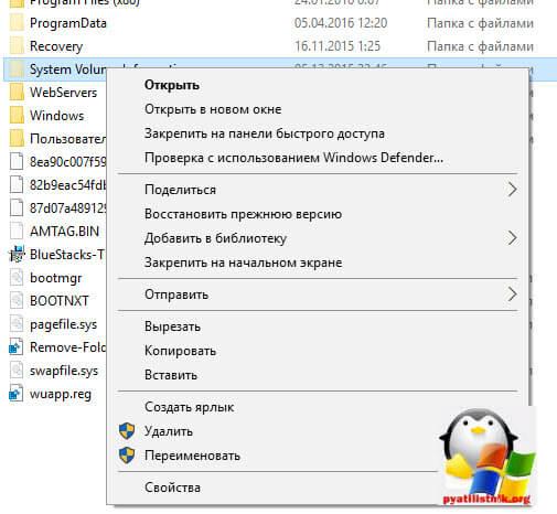 как удалить папку system volume information-1