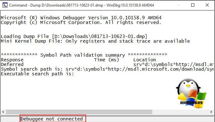 Debugee not connected