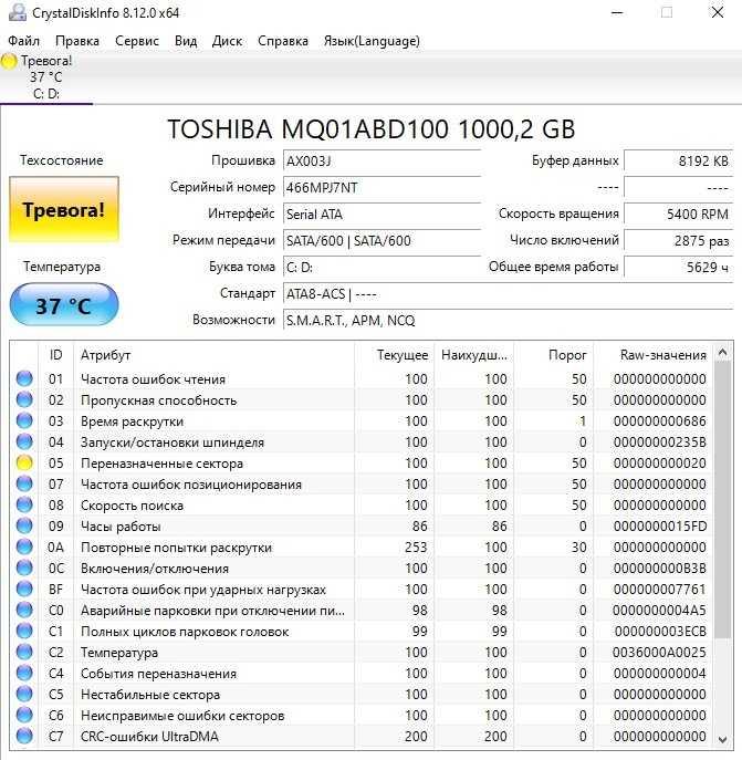 CrystalDiskInfo: ошибка crc жесткий диск как исправить
