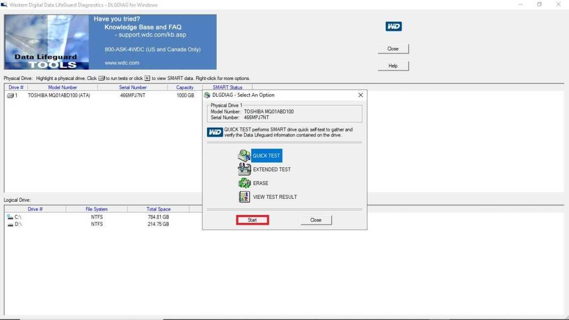 Western Digital Data LifeGuard Diagnostics Tool