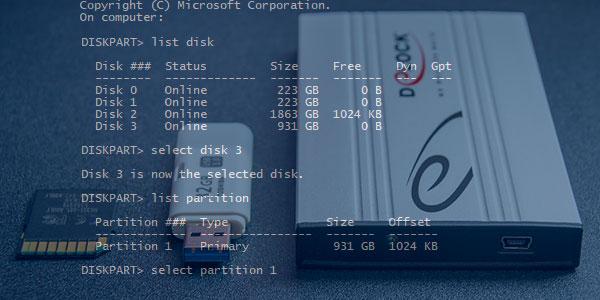 Diskpart восстановление карты памяти, USB-флешки или жесткого диска