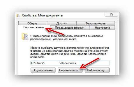 Процесс перемещения папки