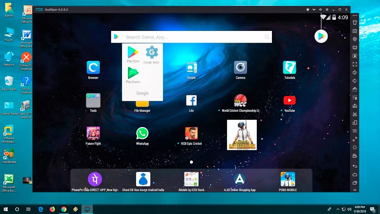 <p>Интерфейс Android-эмулятора Nox Player</p>