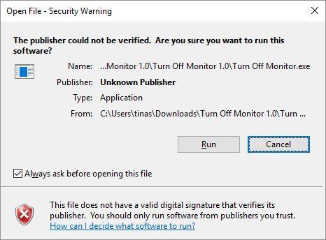 Open File Security Warning