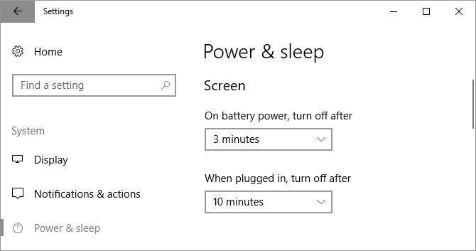 Windows 10 Power and Sleep