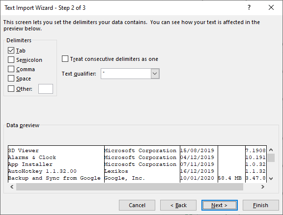 text import wizard