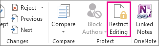 Restrict Editing command on the Review tab