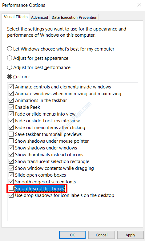 deselect smooth scroll
