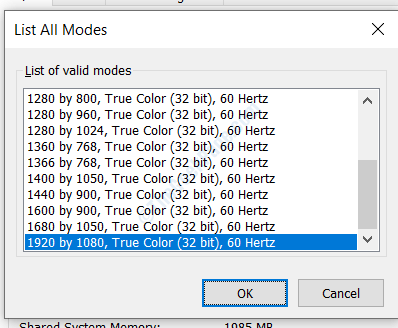 resolution list