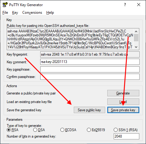 Как создать ssh-ключ в putty