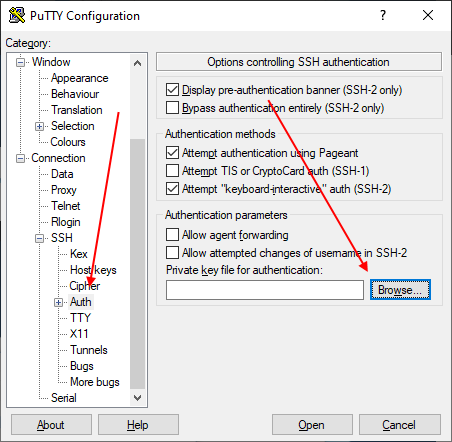 Как добавить приватный ключ в putty