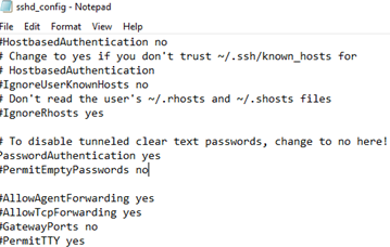 sshd_config  конфигурационный файл openssh в windows