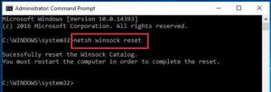netsh winsock reset