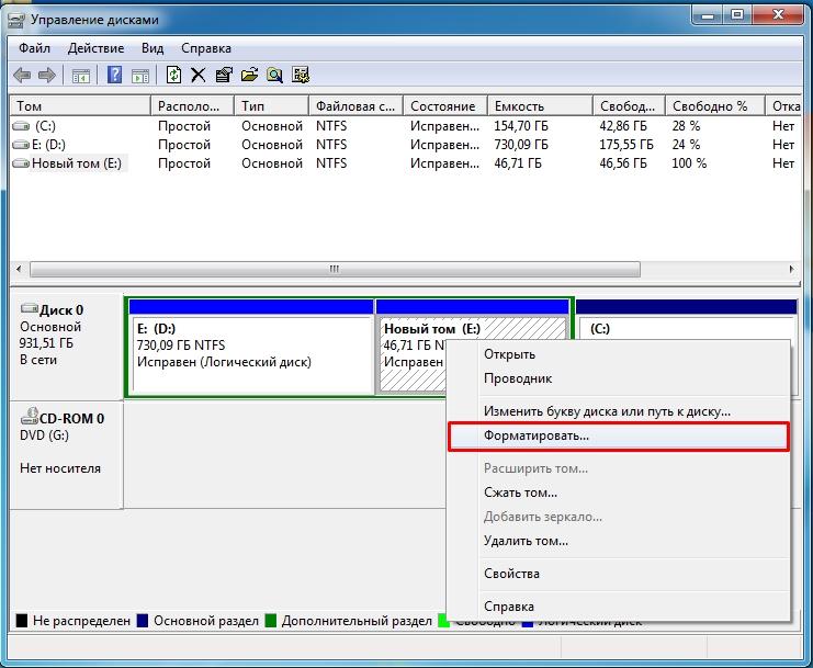 Как форматировать диск с Windows 7: 3 способа