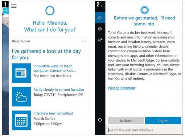 Приложение Cortana в Windows 10