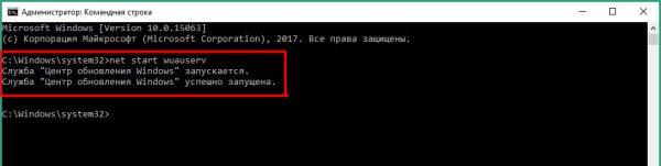 Процесс включения автозапуска «Центра обновления Windows»
