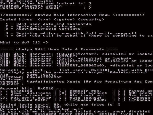 Offline Windows Password & Registry Editor