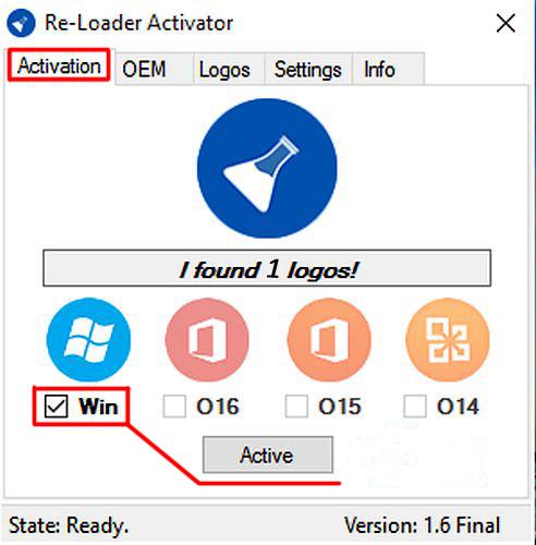 Стартовое окно утилиты Re-Loader Activator