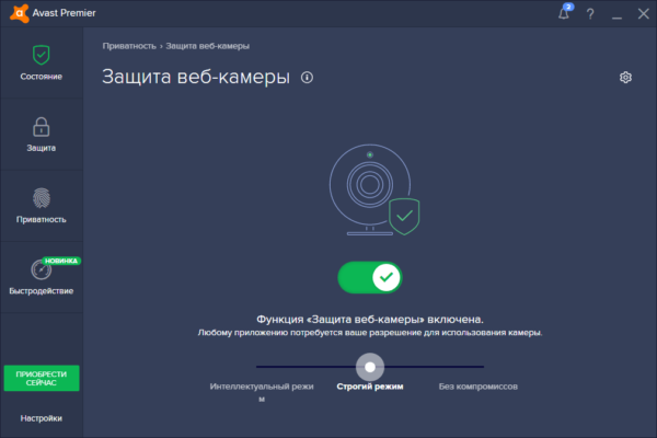 Раздел «Защита веб-камеры»