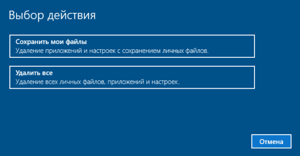 Выбор действия