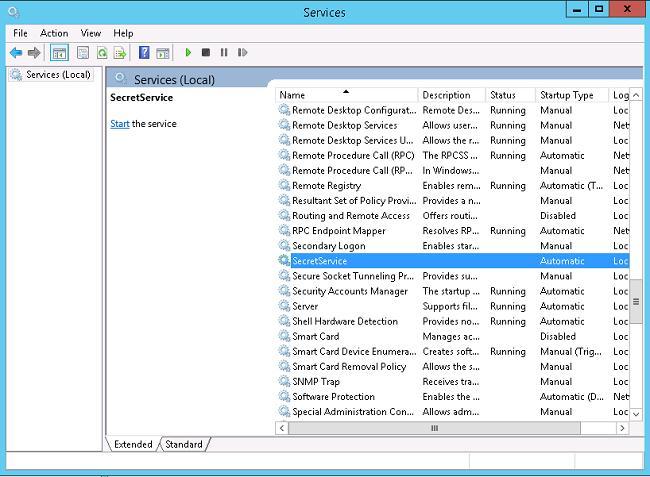 Windows 8 secret service