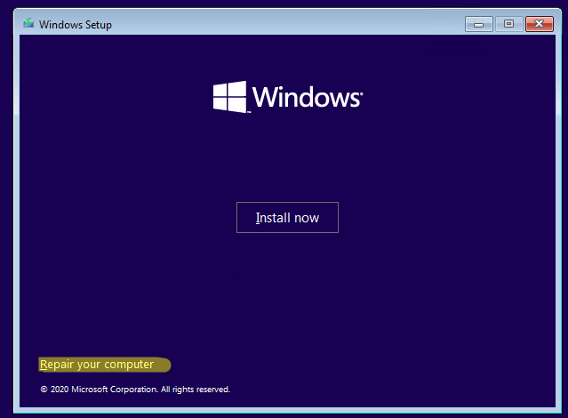 repair your computer в windows pe