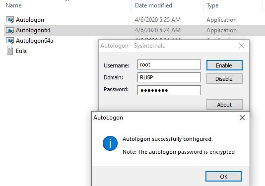 утилита sysinternal autologon для настройки входа в windows без пароля